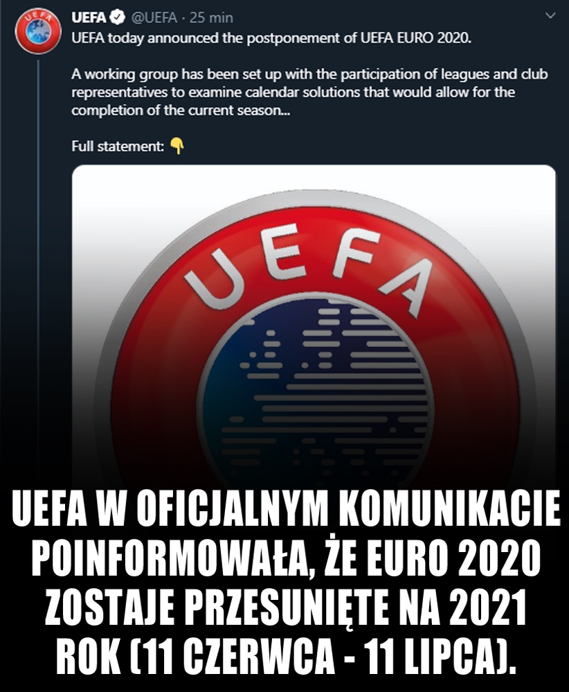 OFICJALNY komunikat UEFA ws. Euro 2020!